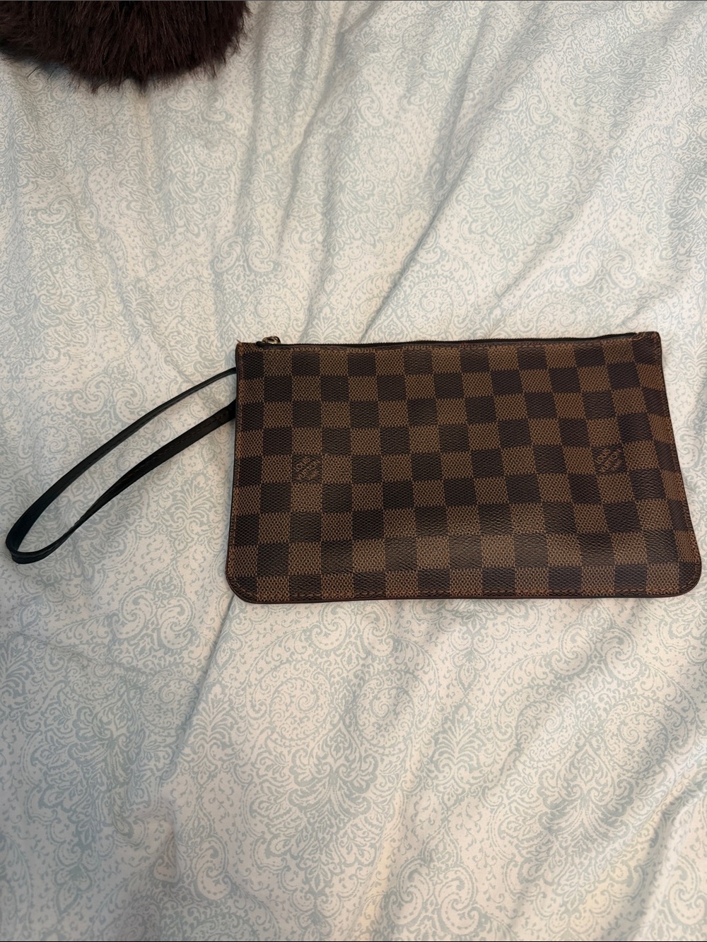 Louis Vuitton Brown Damier Check Wristlet Clutch